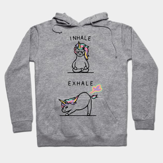 Inhale Exhale Unicorn Hoodie by huebucket